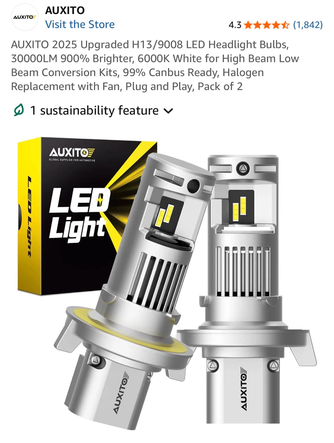 H13/9008 LED Headlight Bulbs (Pack of 2)