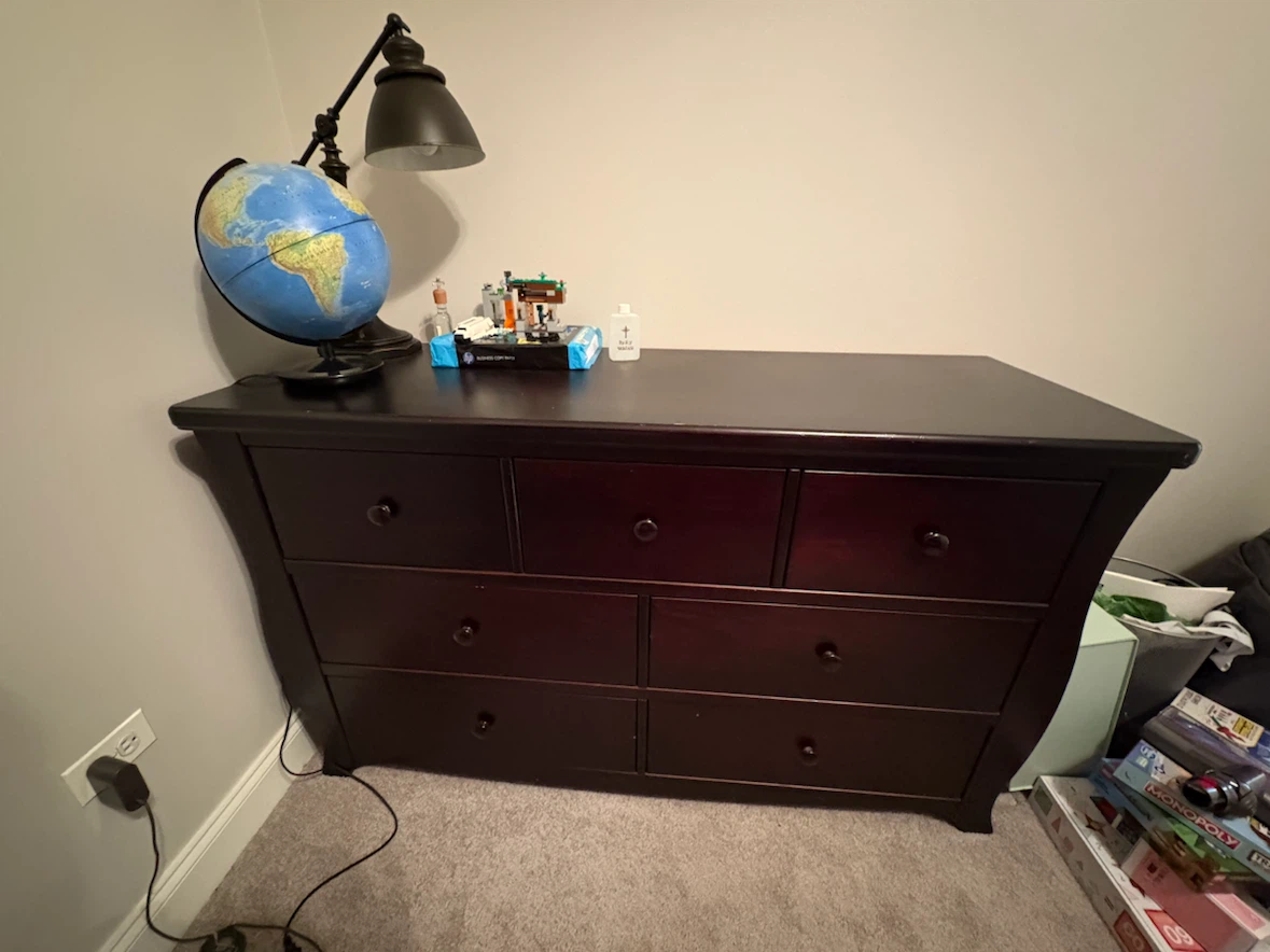 Dark Wood Dresser with 7 Drawers