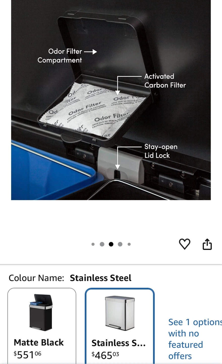 Qualiazero 60L Stainless Steel Step Trash Can - photo 4