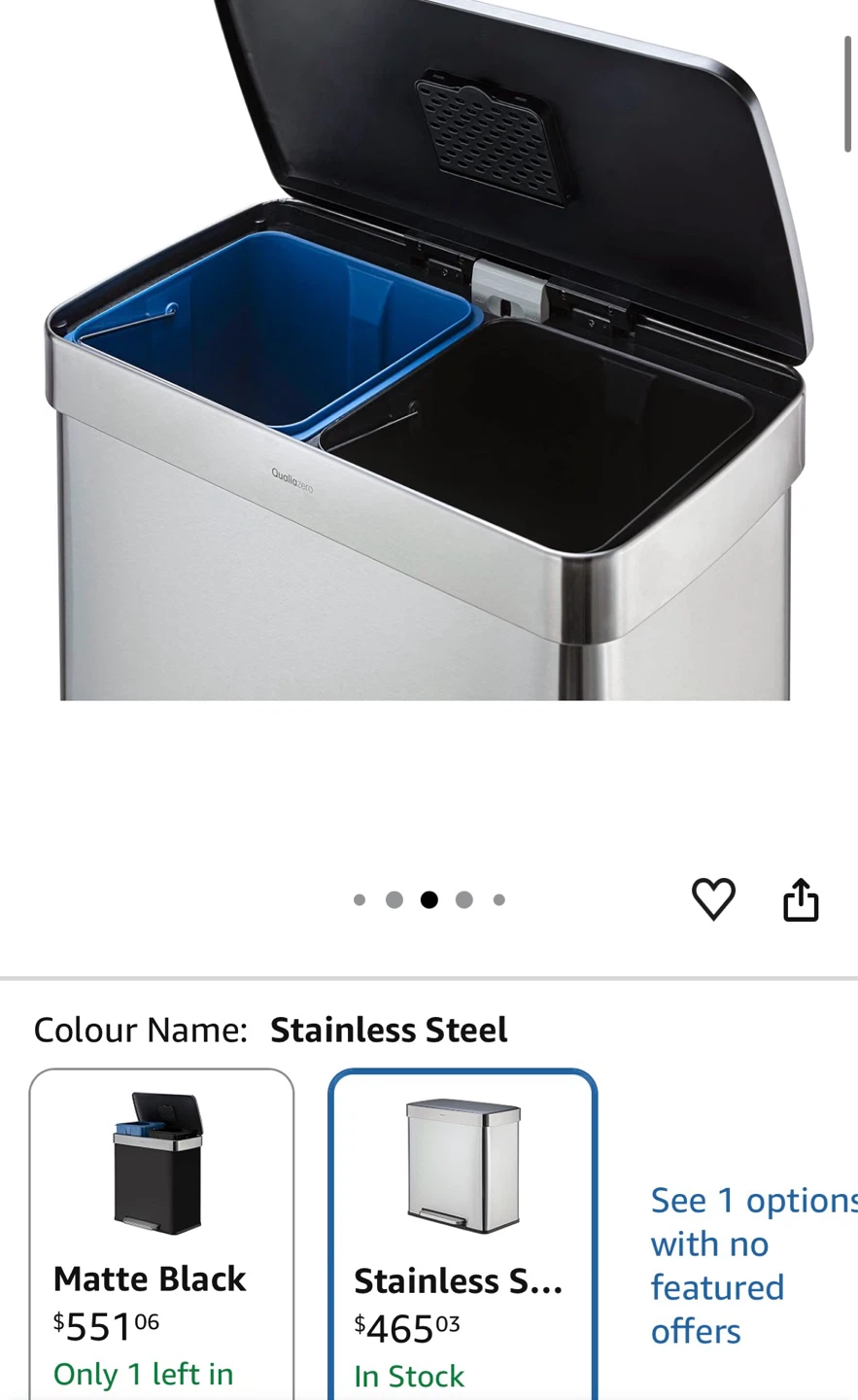 Qualiazero 60L Stainless Steel Step Trash Can