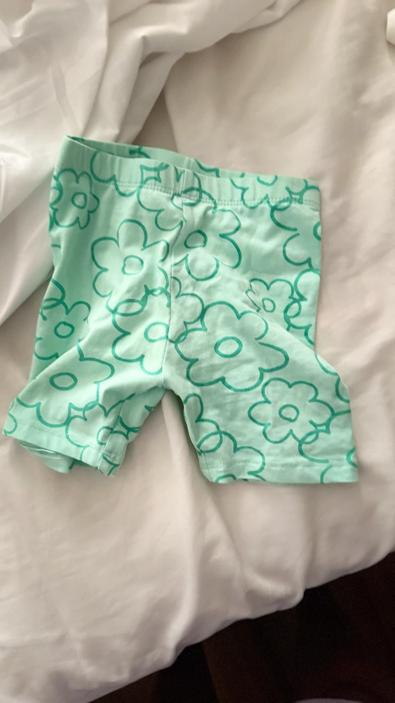 Kids Mint Green Floral Bike Shorts - 1-1.5 Years