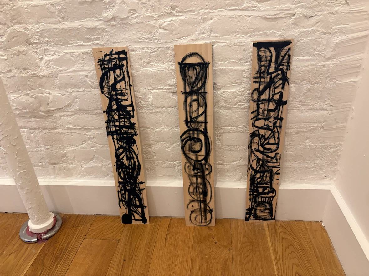 Set of 3 Abstract Art Wood Panels