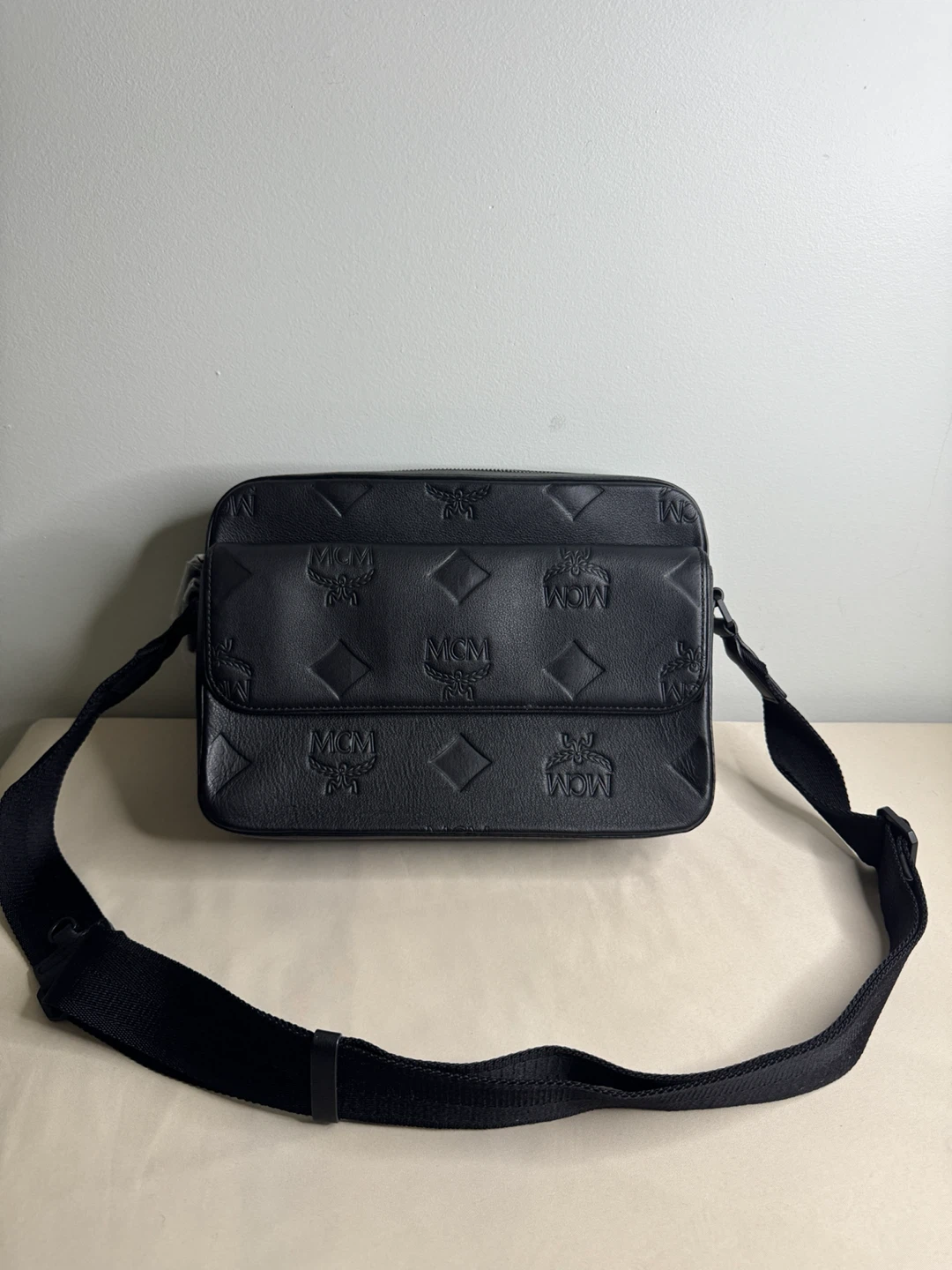 Authentic MCM Eren Messenger Bag - Medium Black