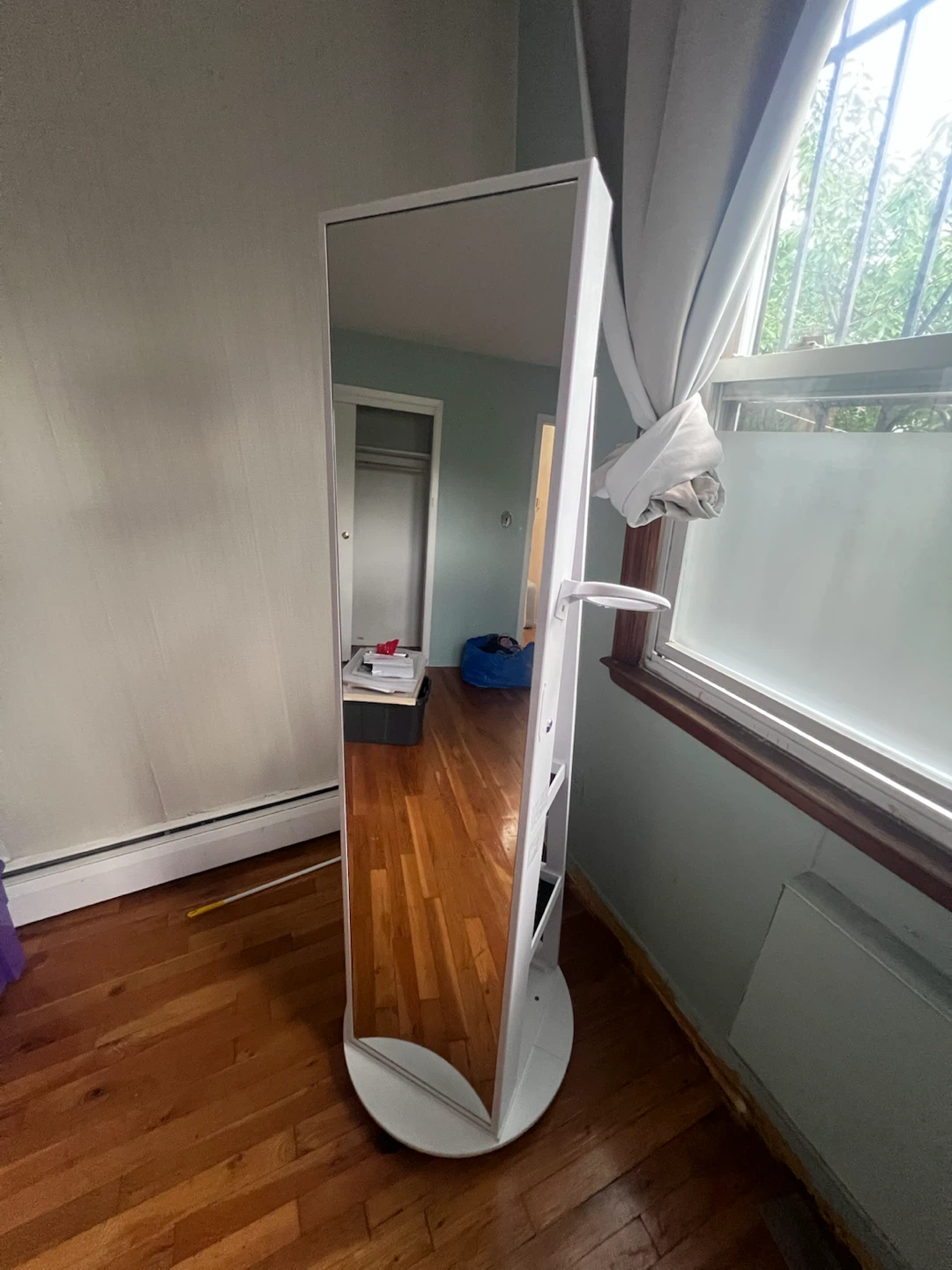 White Standing Jewelry Armoire with Mirror