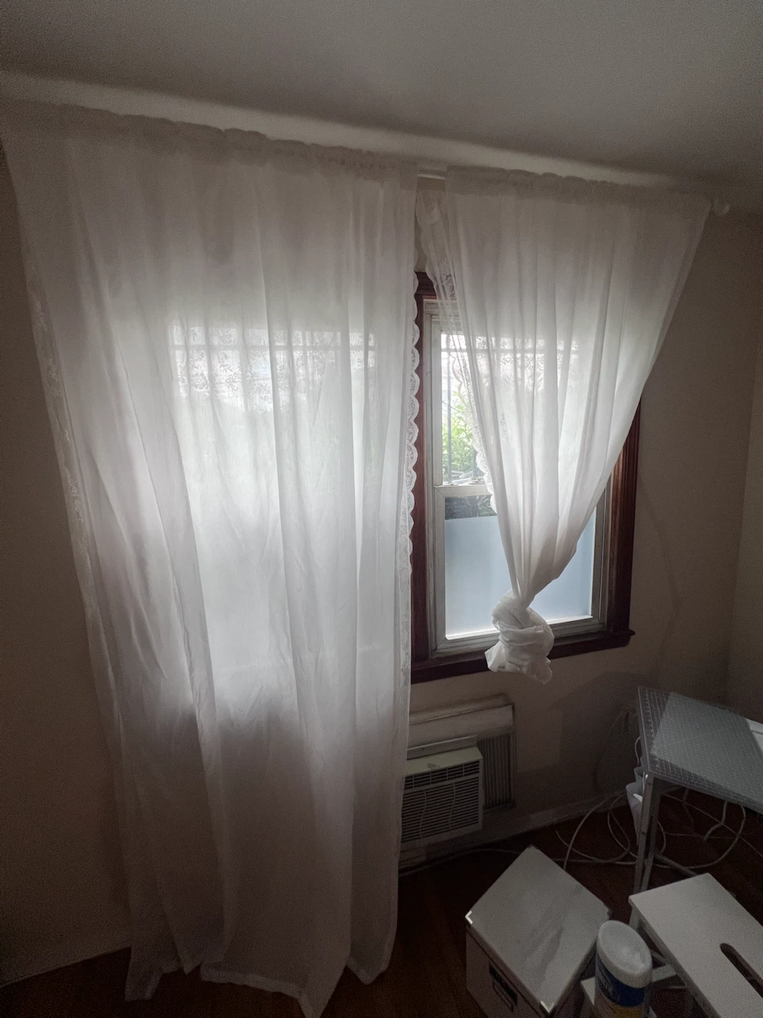 White Lace Trim Curtains