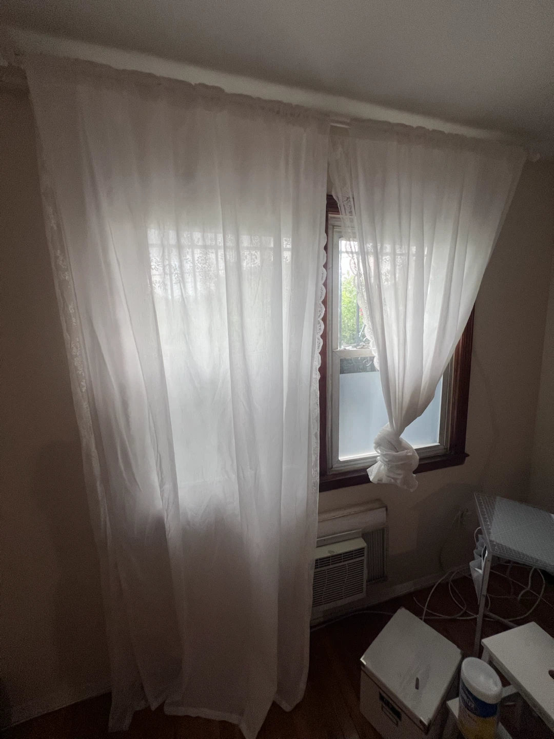White Lace Trim Curtains - photo 2