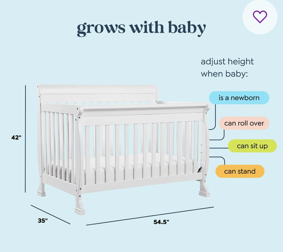 White wooden Convertible Crib 4-in-1