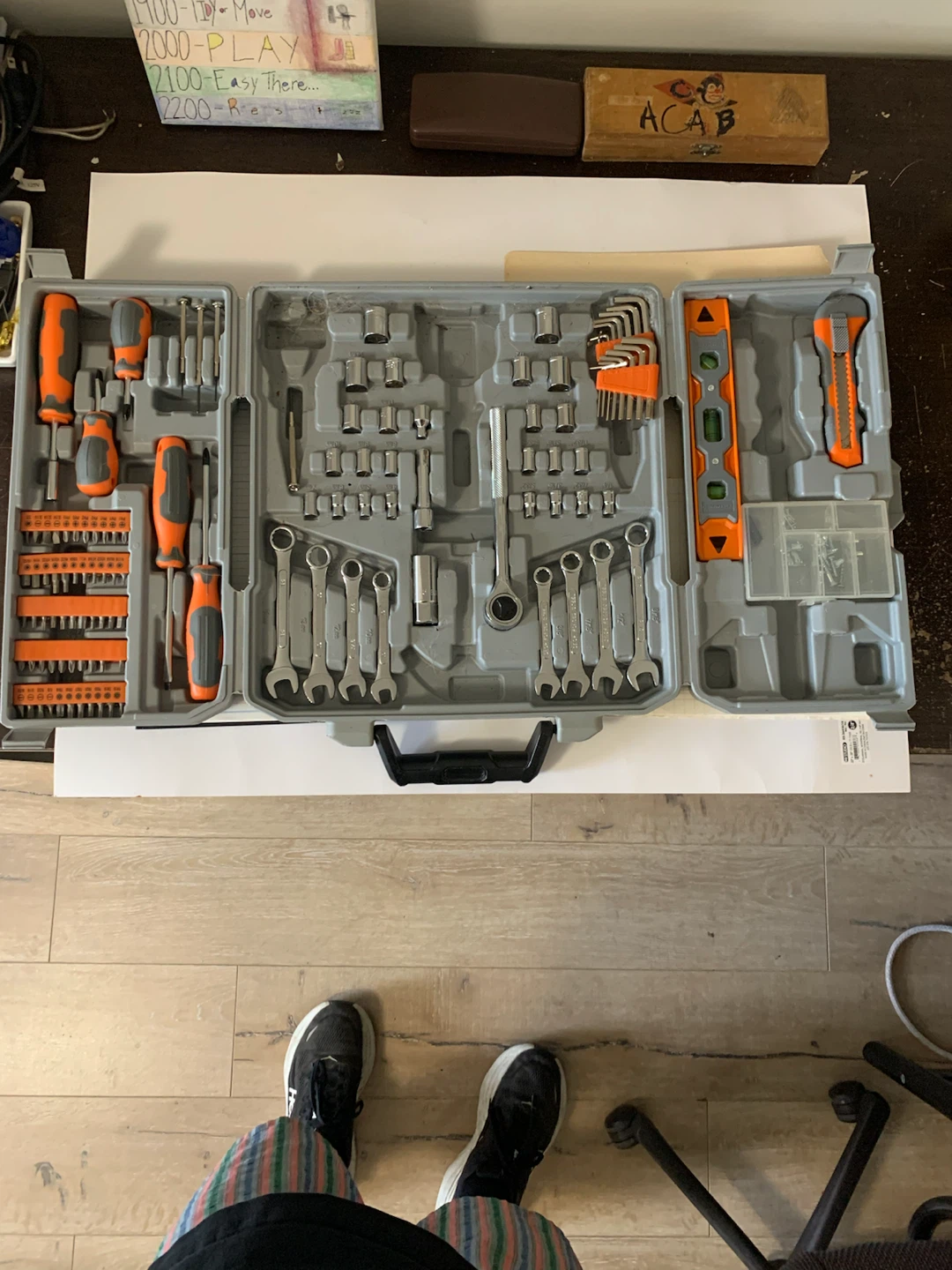 Tool Kit with Screwdrivers, Wrenches, and Level