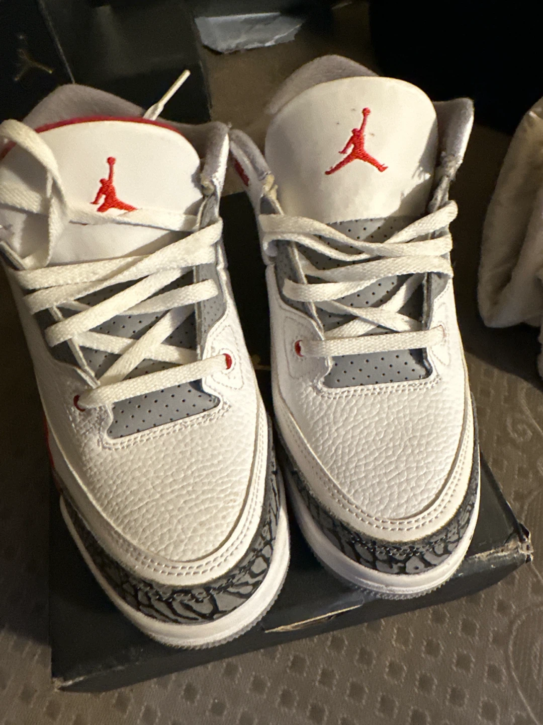 Air Jordan 3 Retro White Red Cement Youth Size 3Y - photo 5