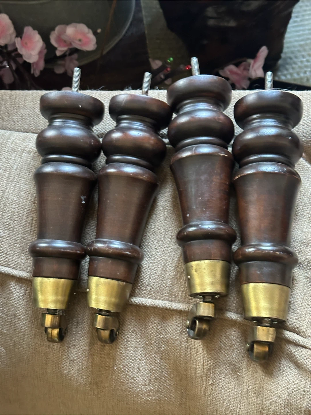 Wooden legs with casters