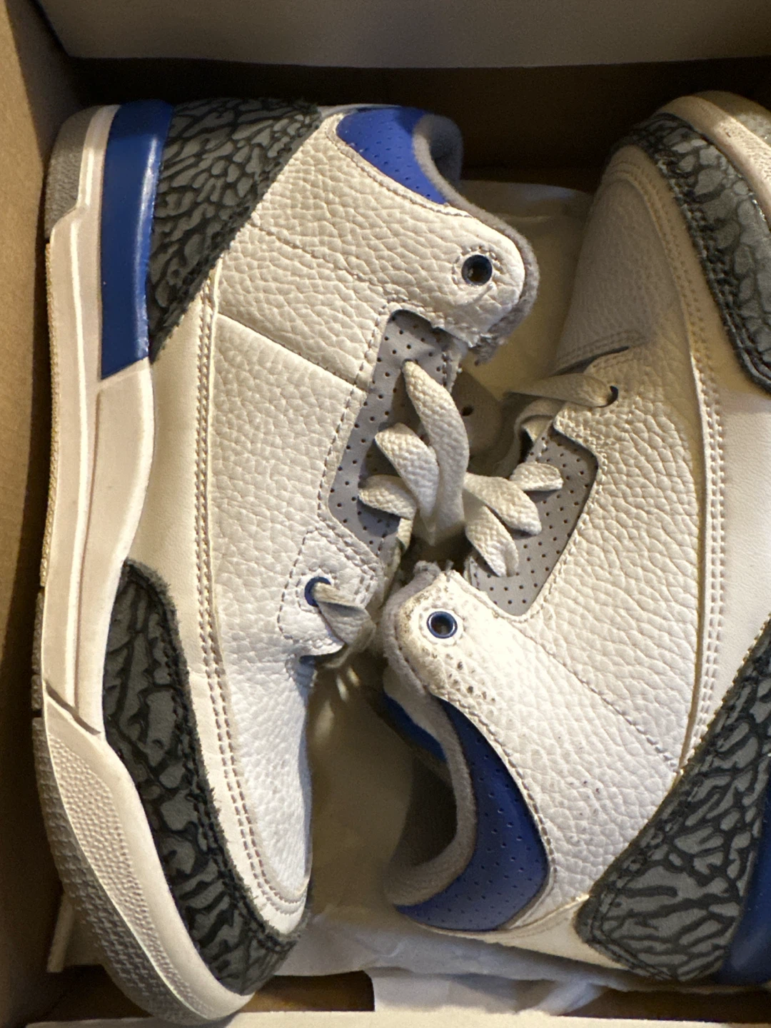 Jordan 3 Retro PS Kids Shoes White/Racer Blue - photo 2