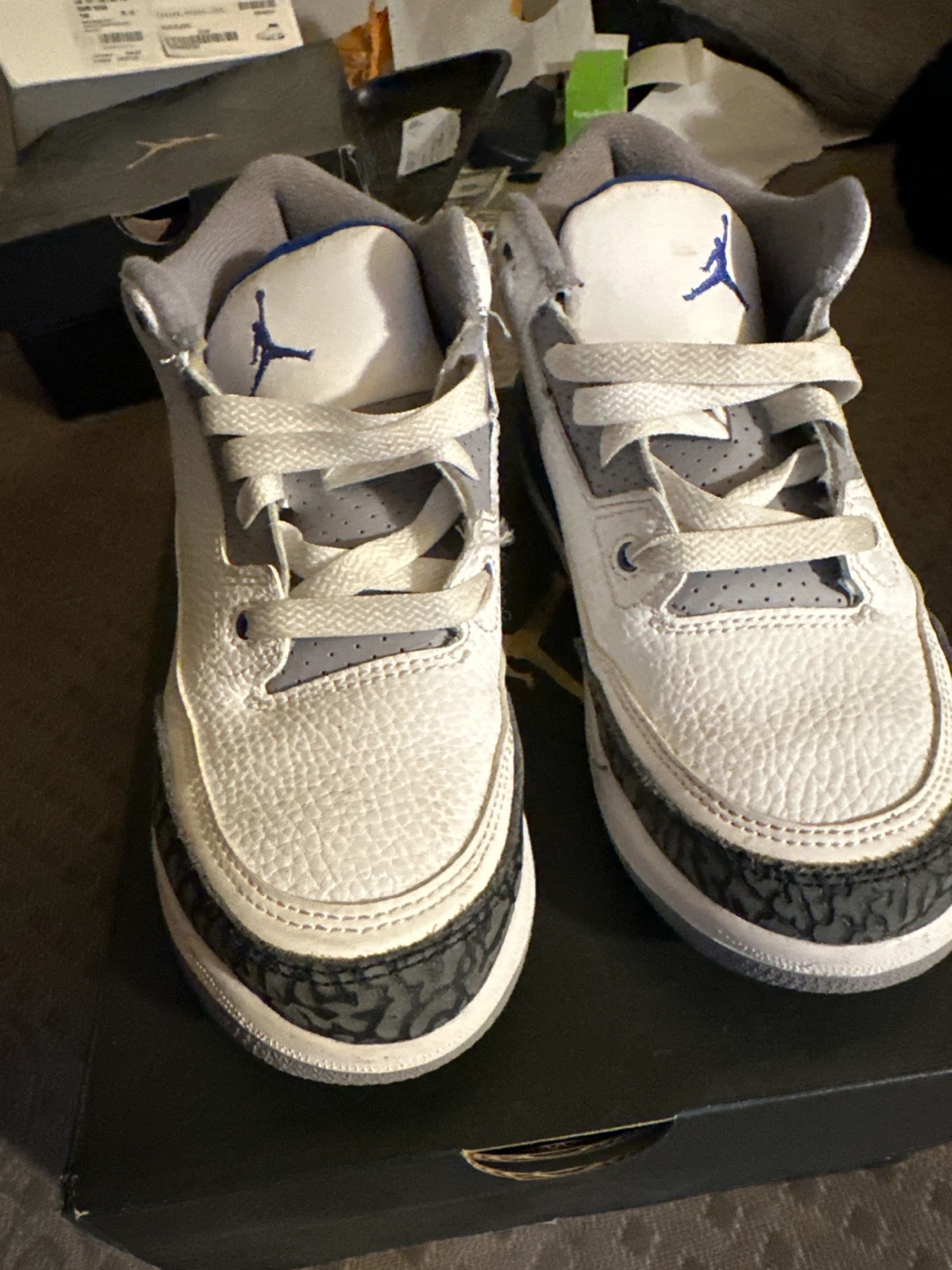 Jordan 3 Retro PS Kids Shoes White/Racer Blue - photo 3