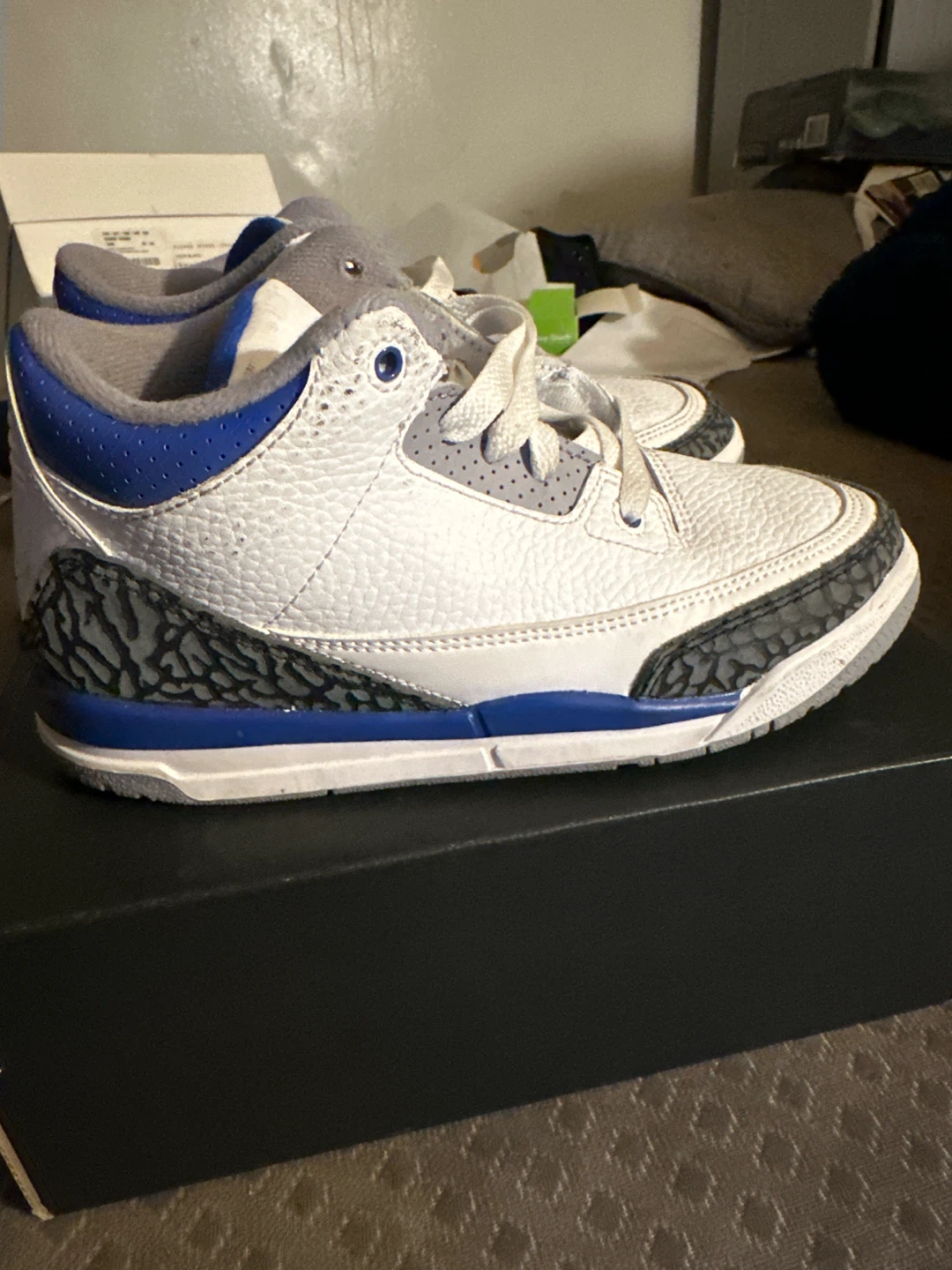 Jordan 3 Retro PS Kids Shoes White/Racer Blue - photo 4