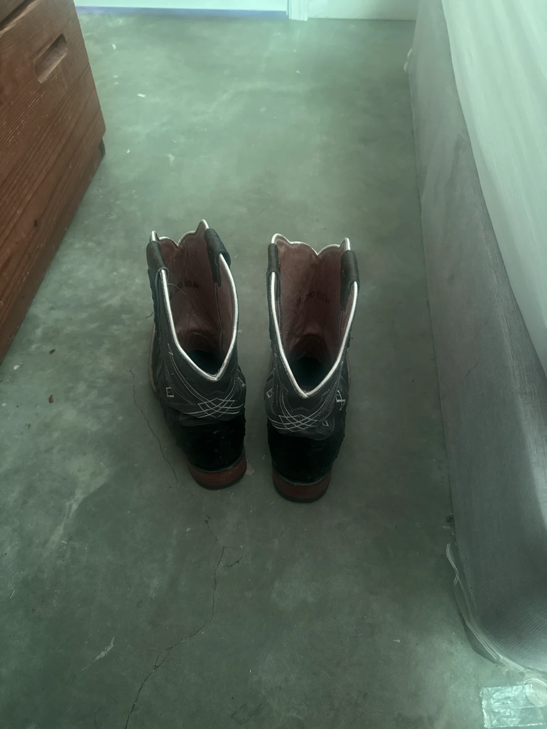 Black Ostrich Square Toe Cowboy Boots - photo 3