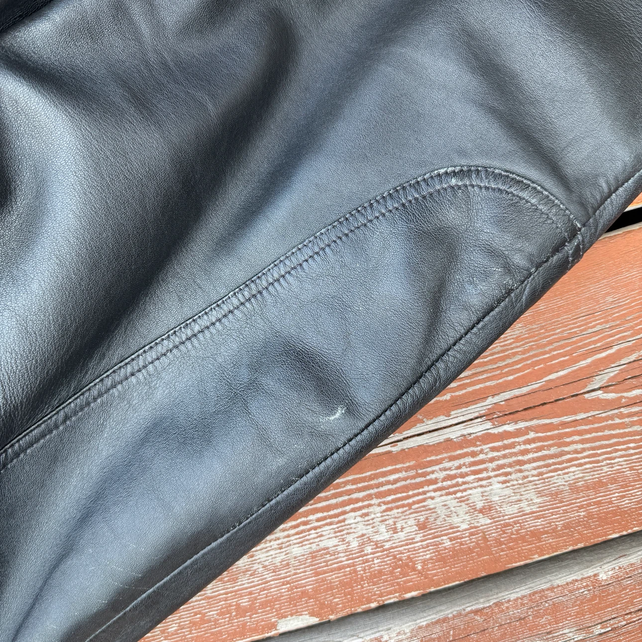1990s Vintage Boulevard Club Black Leather Bomber Jacket LT - photo 2