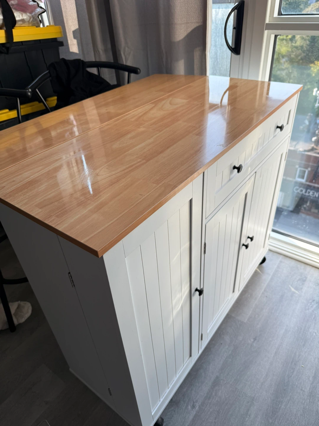 Kitchen Island with spice rack (Drop Leaf Top)