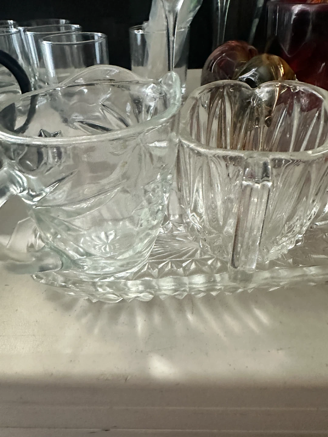 Glass Creamer and Sugar Bowl Set