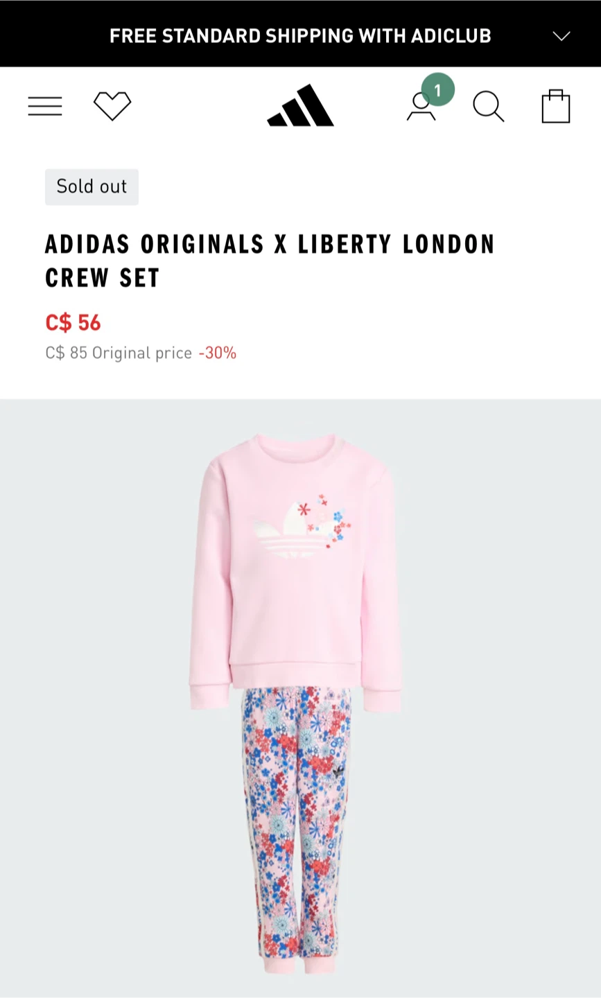 Adidas Crew Set with Floral Print - Pink