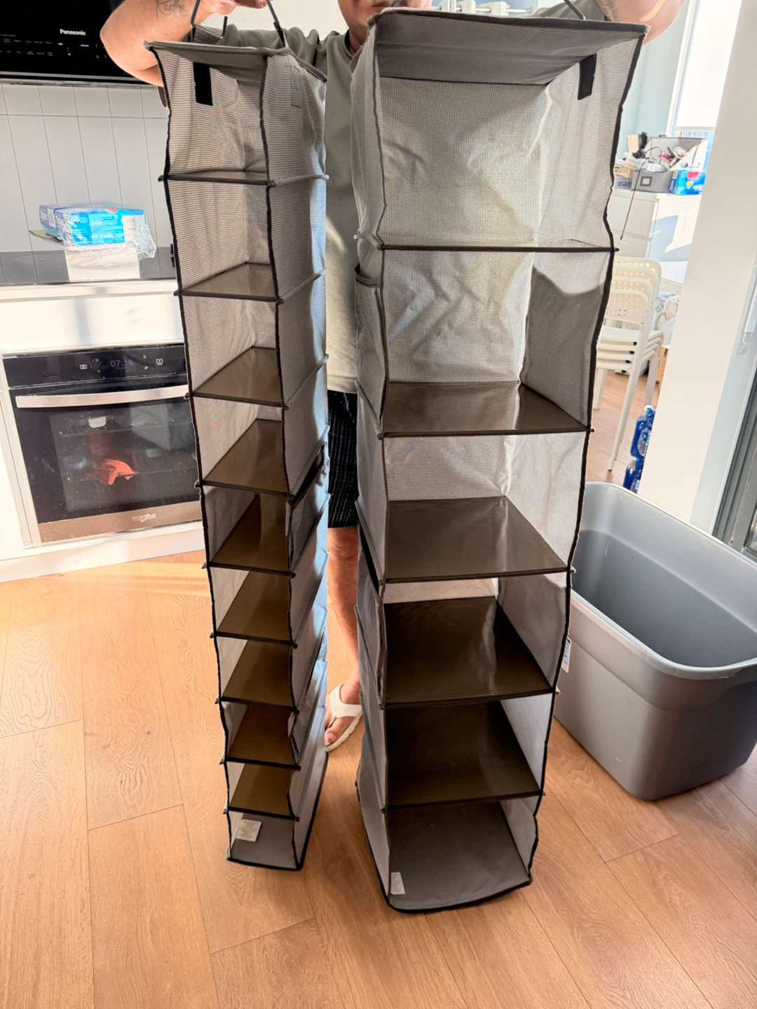 Grey Hanging Closet Organizer Shelves