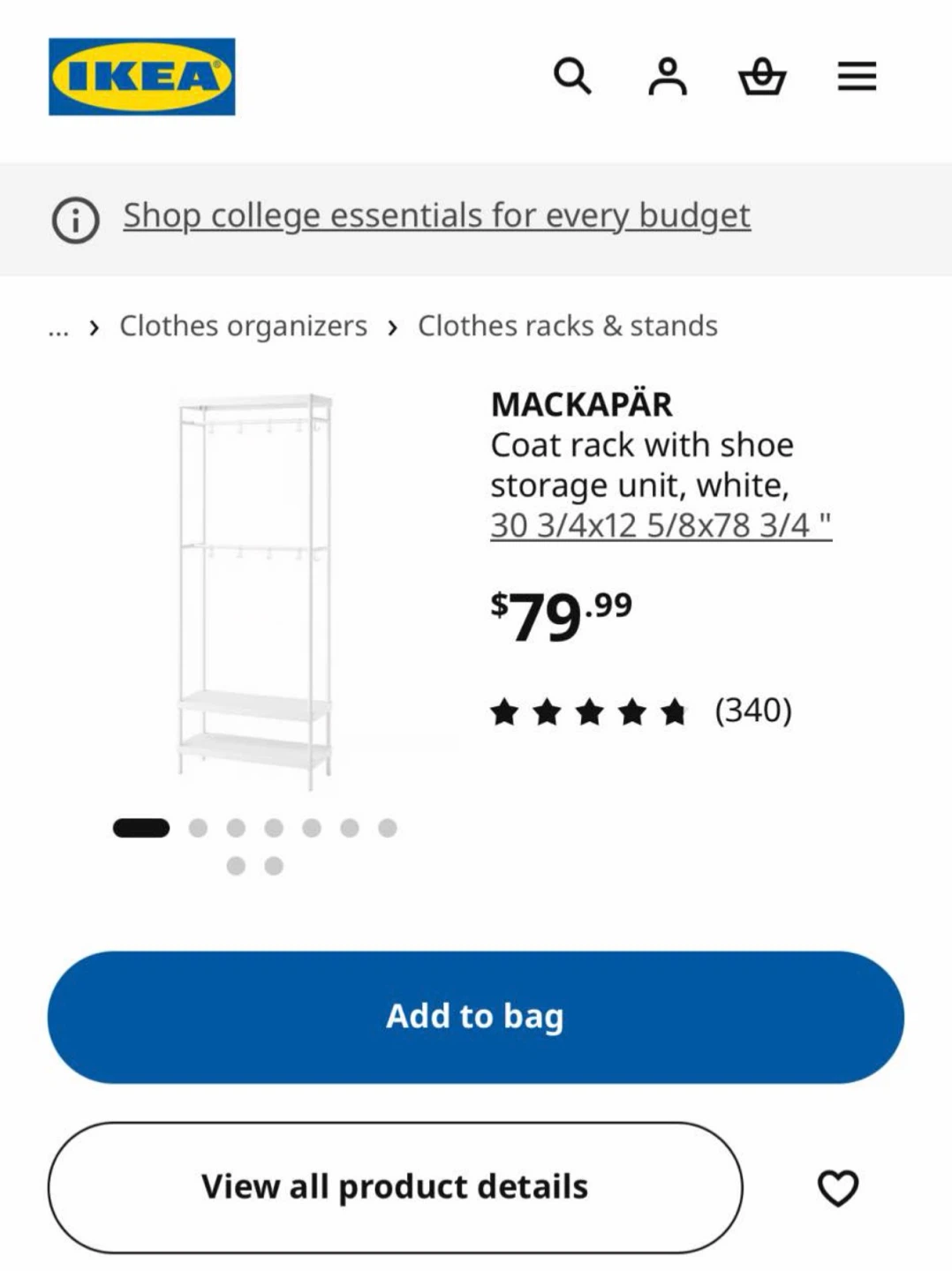 IKEA MACKAPÄR Coat Rack with Shoe Storage