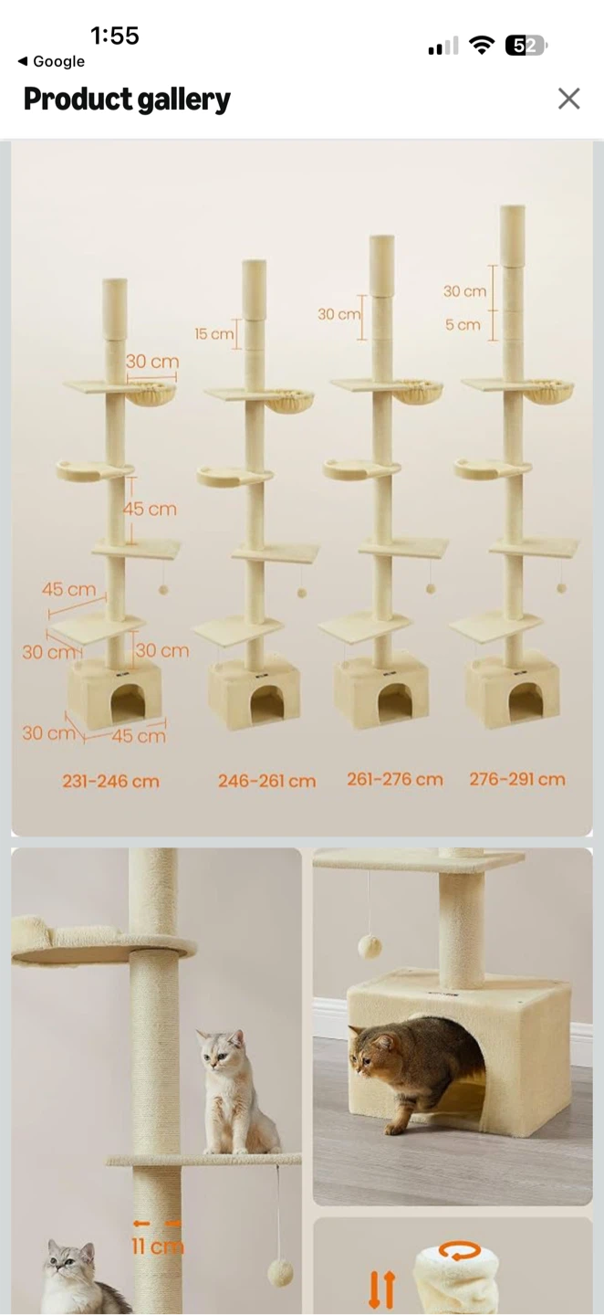 FEANDREA 59.5" Cat Tree with Hammock - photo 5