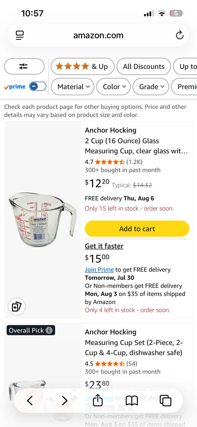 Anchor Hocking 2 Cup Measuring Cup