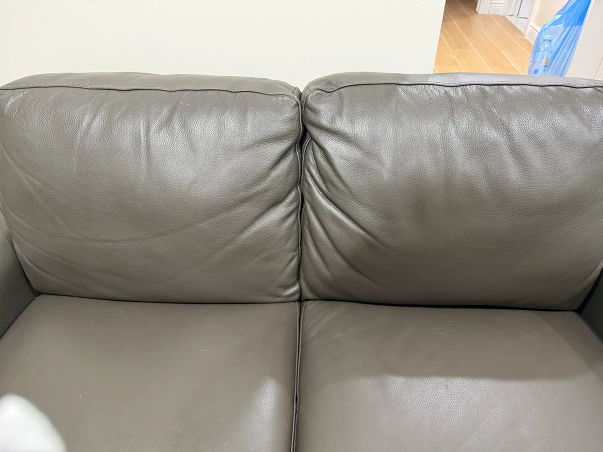 Dark Gray Leather Loveseat - photo 2
