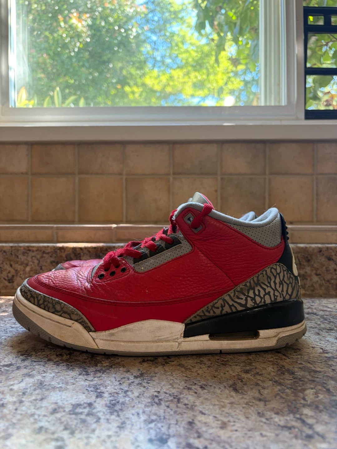 Nike Air Jordan 3 Red Cement Sneakers - photo 3