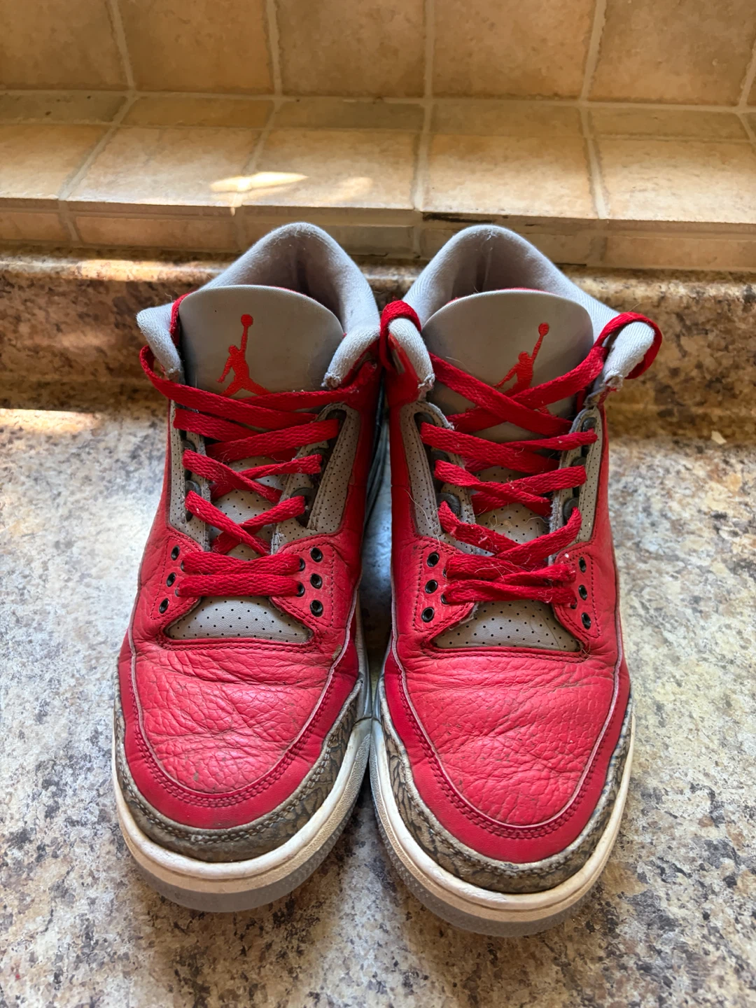 Nike Air Jordan 3 Red Cement Sneakers - photo 4
