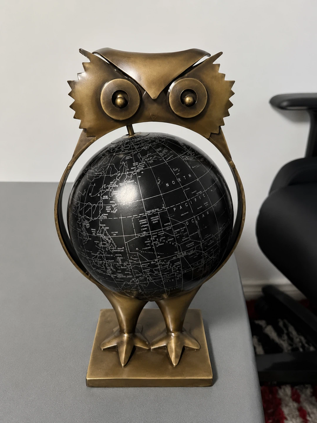 Vintage intage Brass Owl Decorative Globe