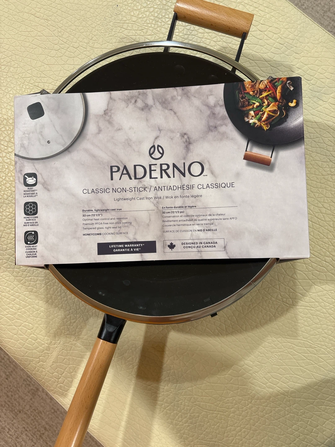 Paderno Classic Non-Stick Cast Iron Wok 12-inch