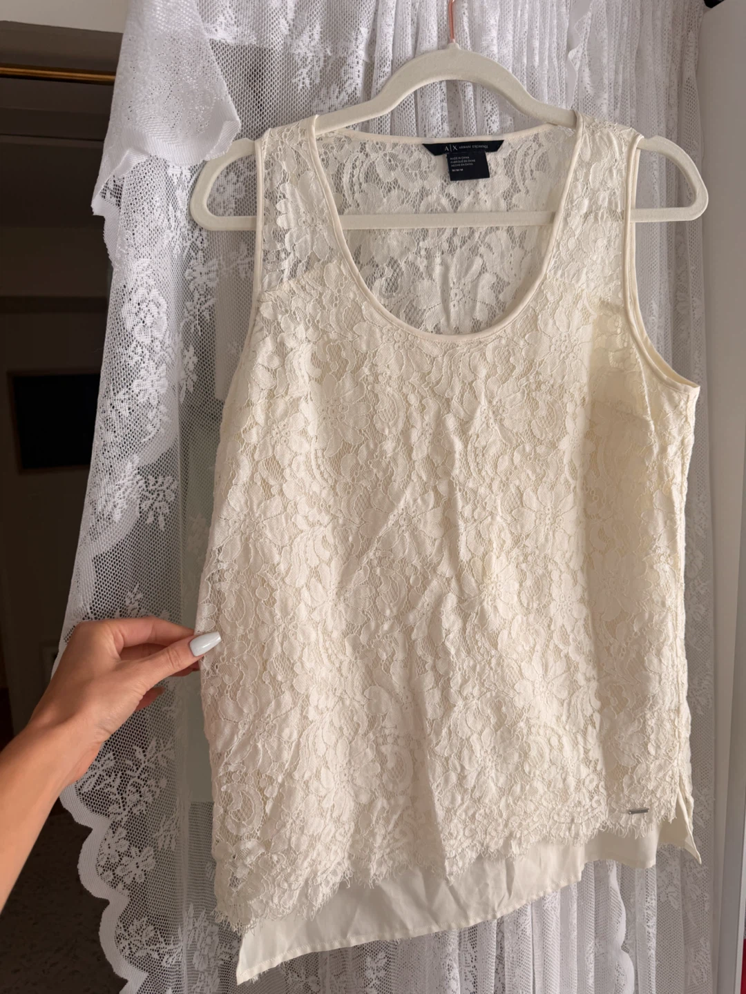 Armani Exchange Lace Tank Top M/M Cream