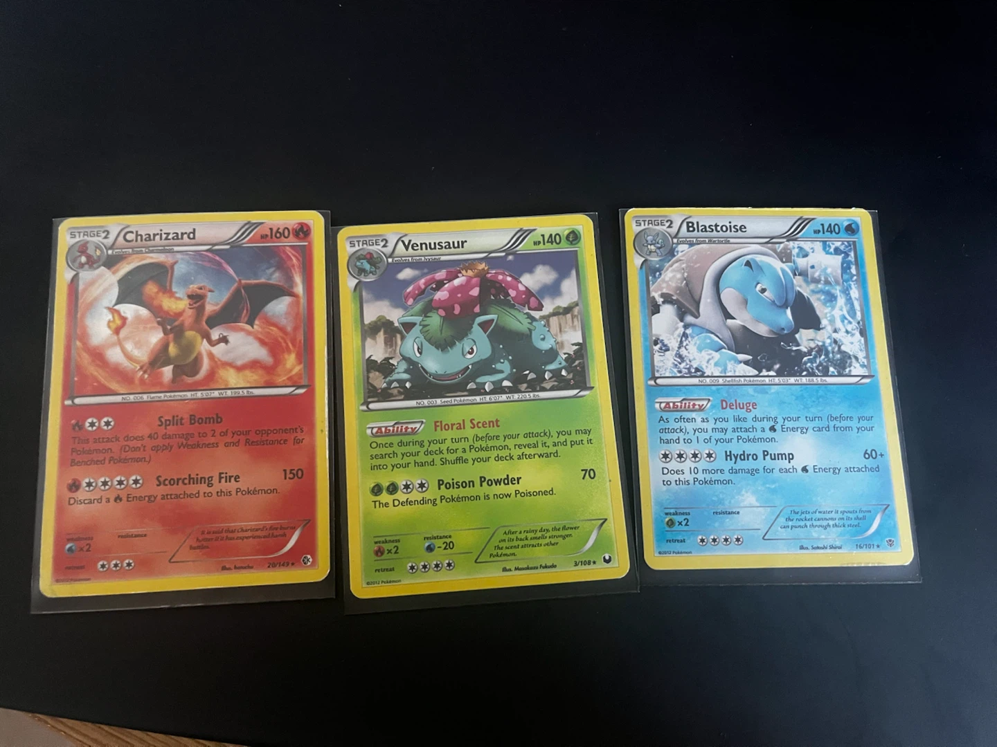 Charizard, Blastoise, Venasaur Cards (Kanto Trio)
