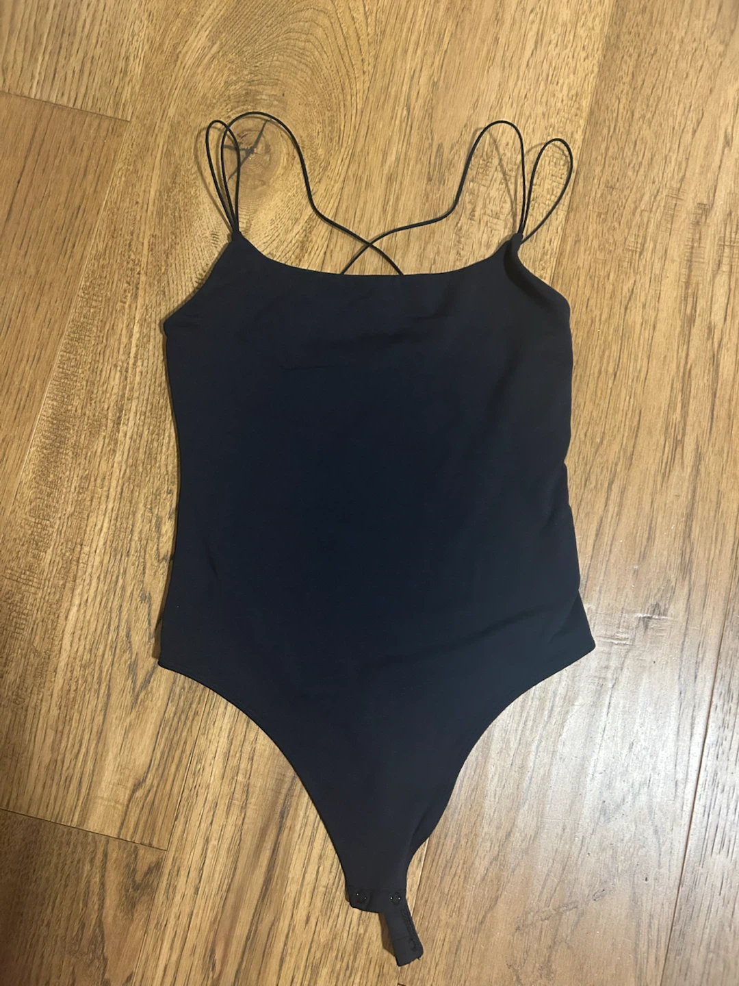 Babaton Black Crossback Spaghetti Strap Bodysuit - Size M
