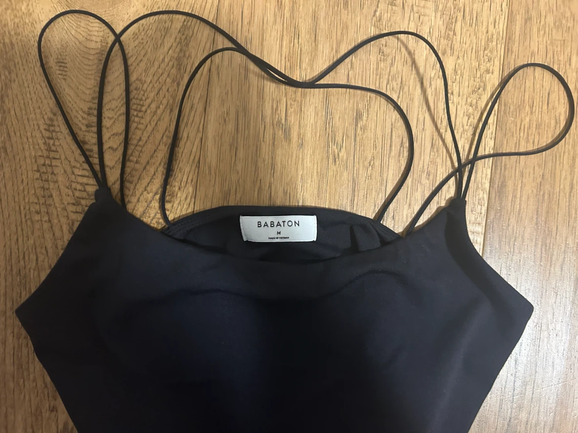Babaton Black Crossback Spaghetti Strap Bodysuit - Size M - photo 2