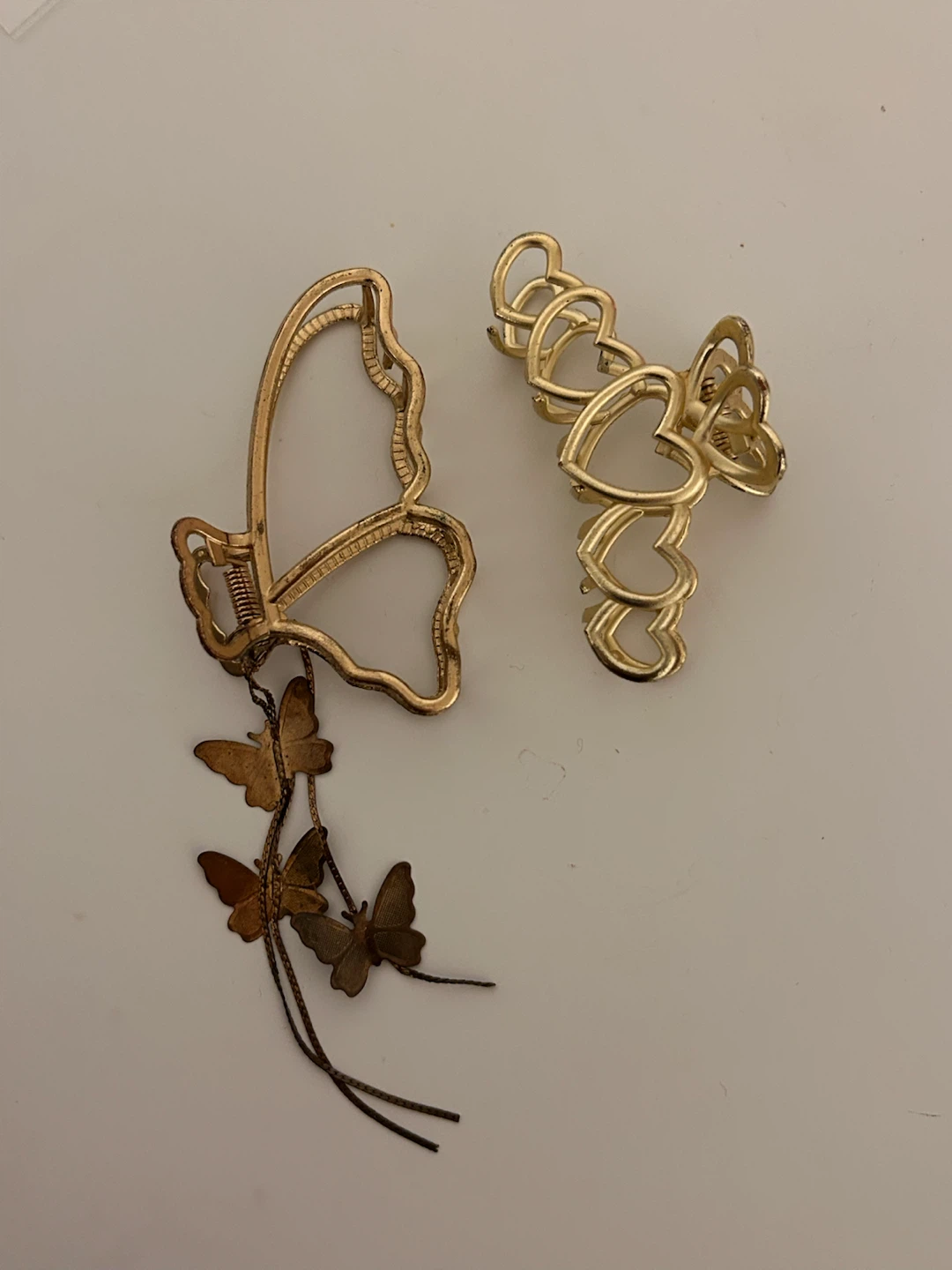 Gold Butterfly Claw Clip and Heart Claw Clip