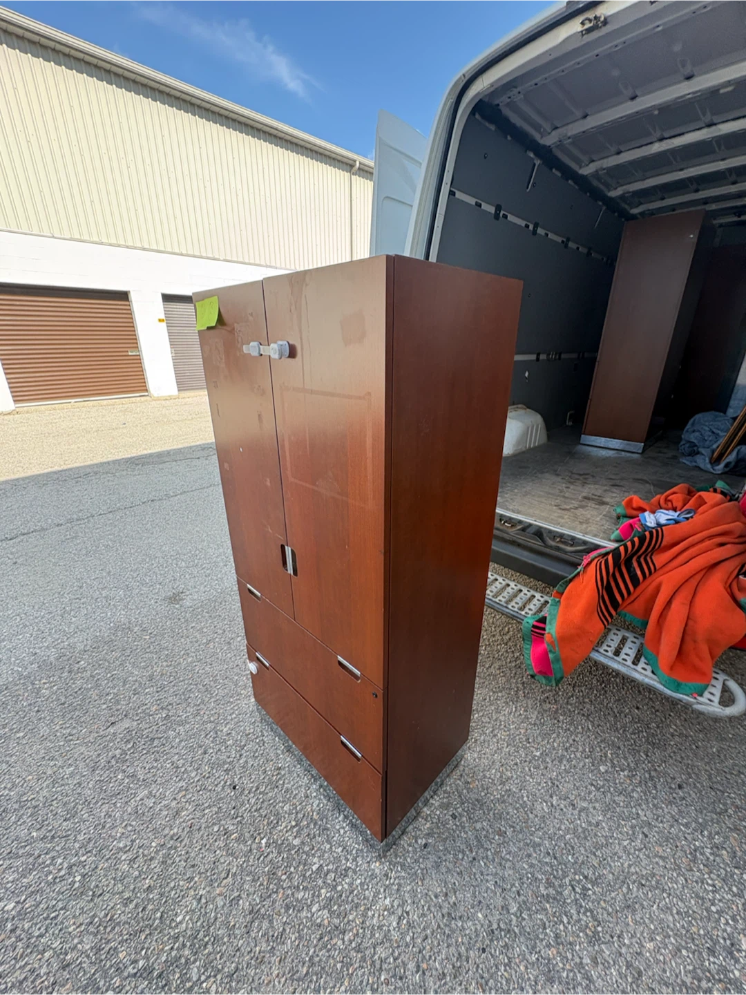 Free delivery used Wooden Cabinet with Shelves and Drawers - photo 3
