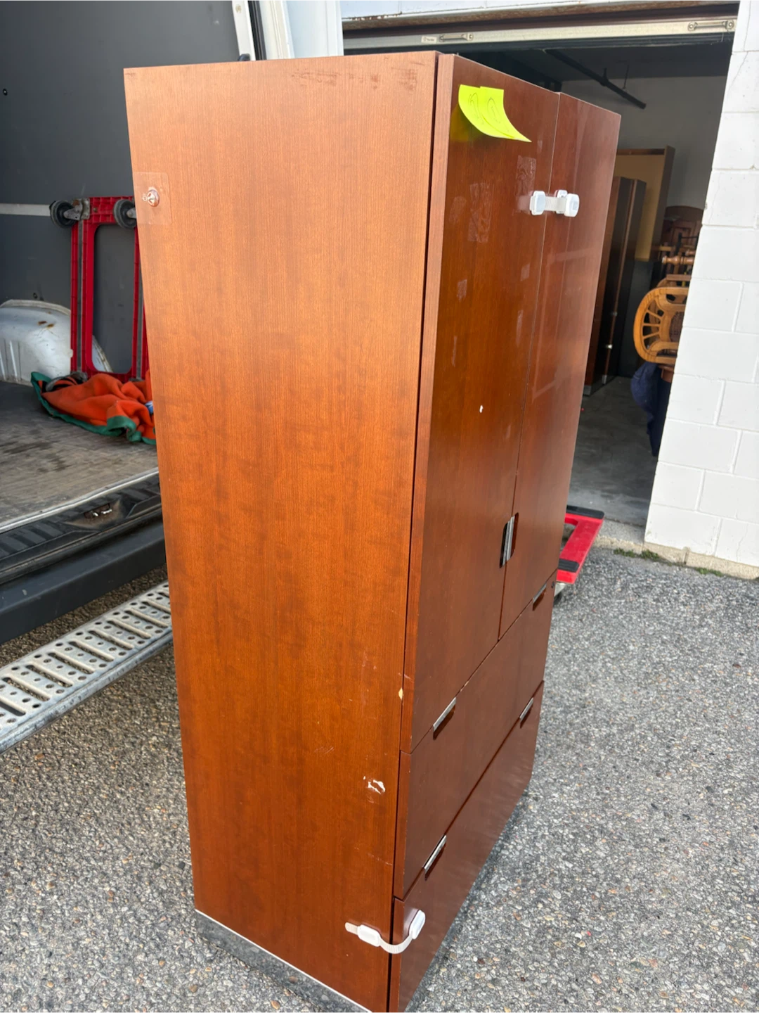Free delivery used Wooden Cabinet with Shelves and Drawers - photo 4