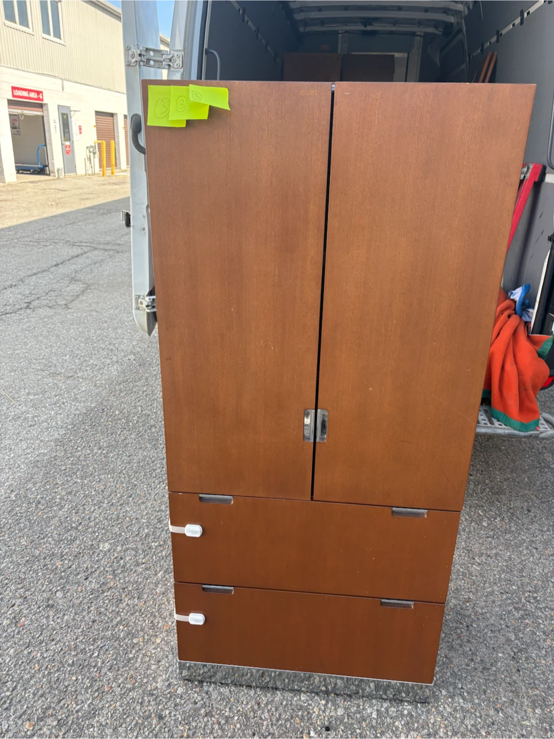 Free delivery used Wooden Cabinet with Shelves and Drawers