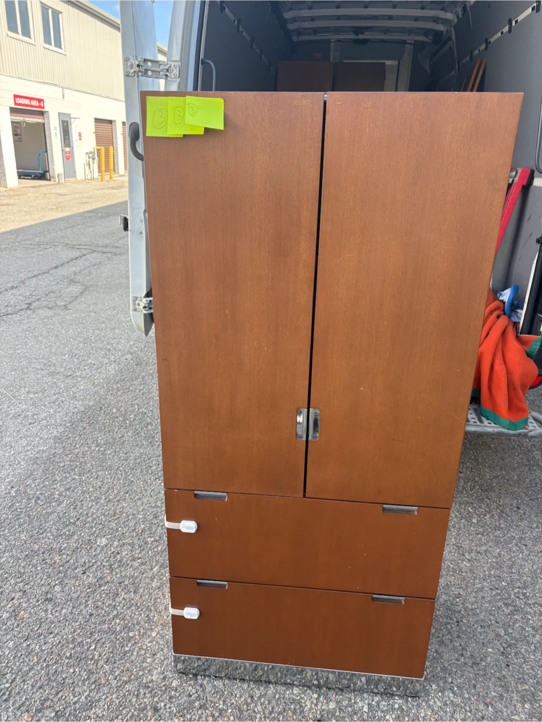 Free delivery used Wooden Cabinet with Shelves and Drawers - photo 2