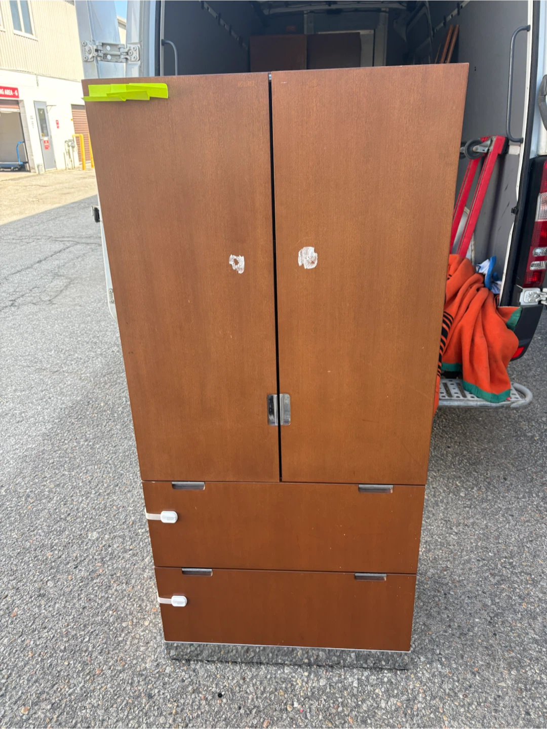 Free delivery used Wooden Cabinet with Shelves and Drawers - photo 3