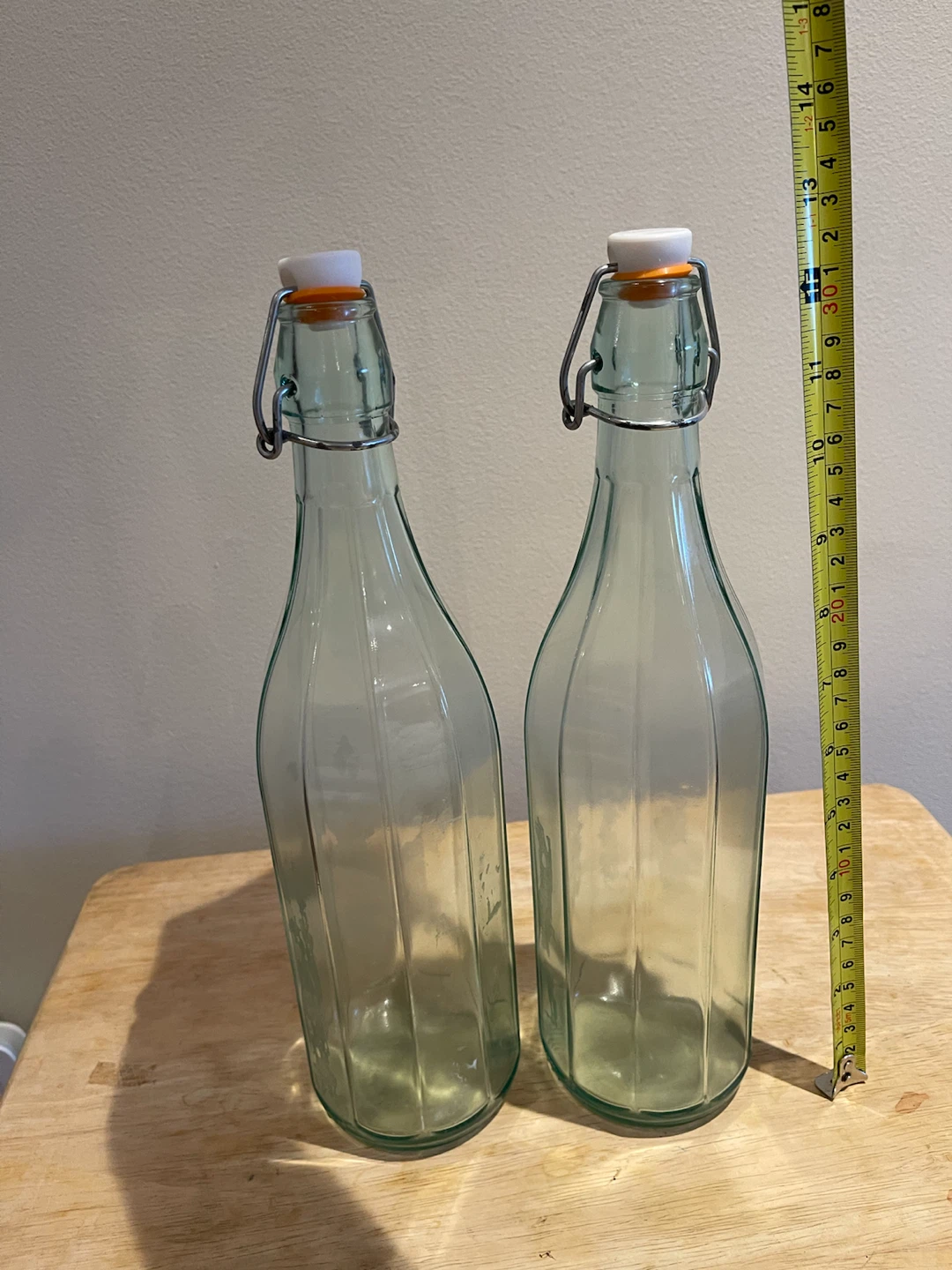 Two clear Glass Swing Top Bottles