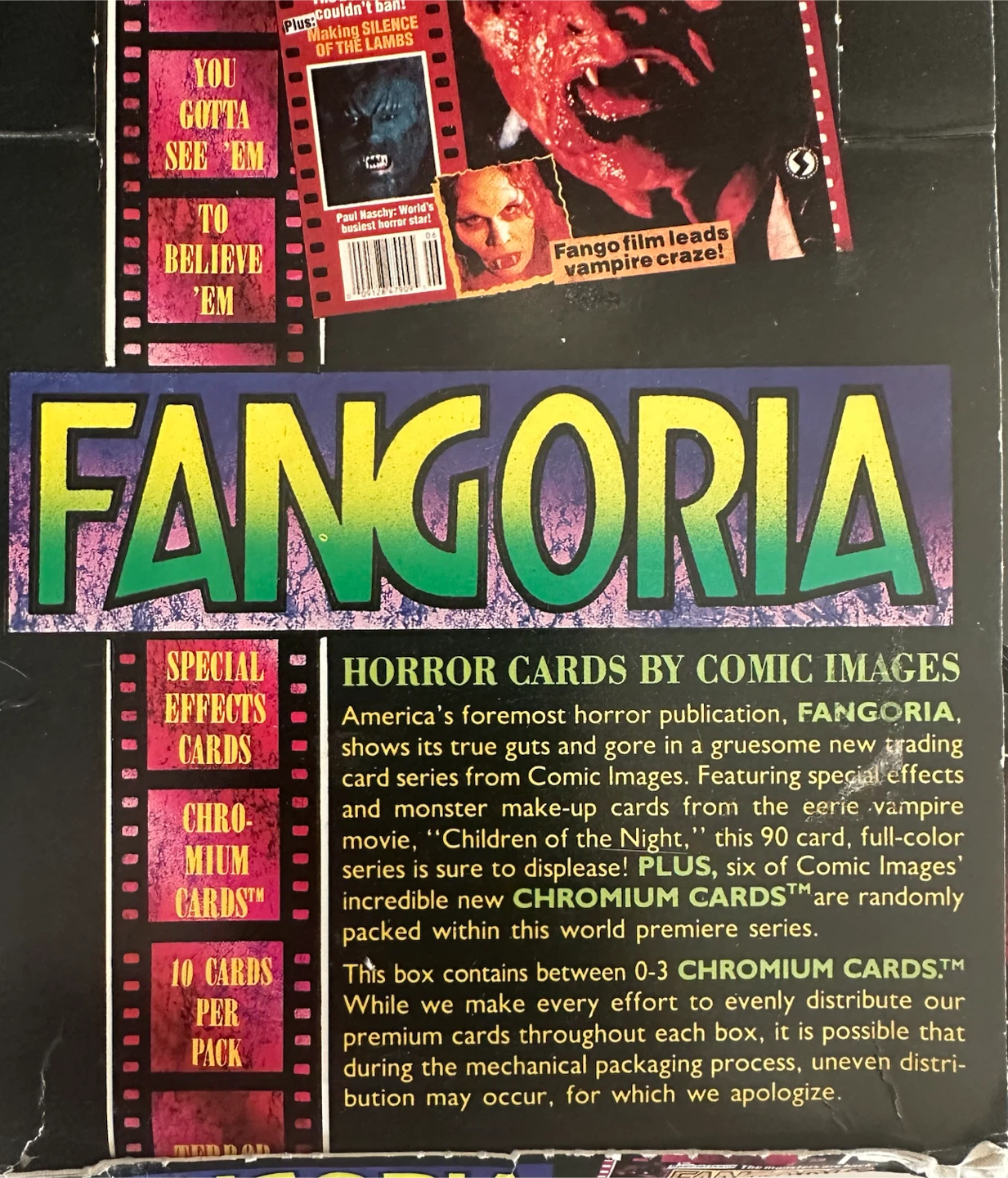 1992 FANGORIA Horror Trading Card Wax Packs (40 total) - photo 2