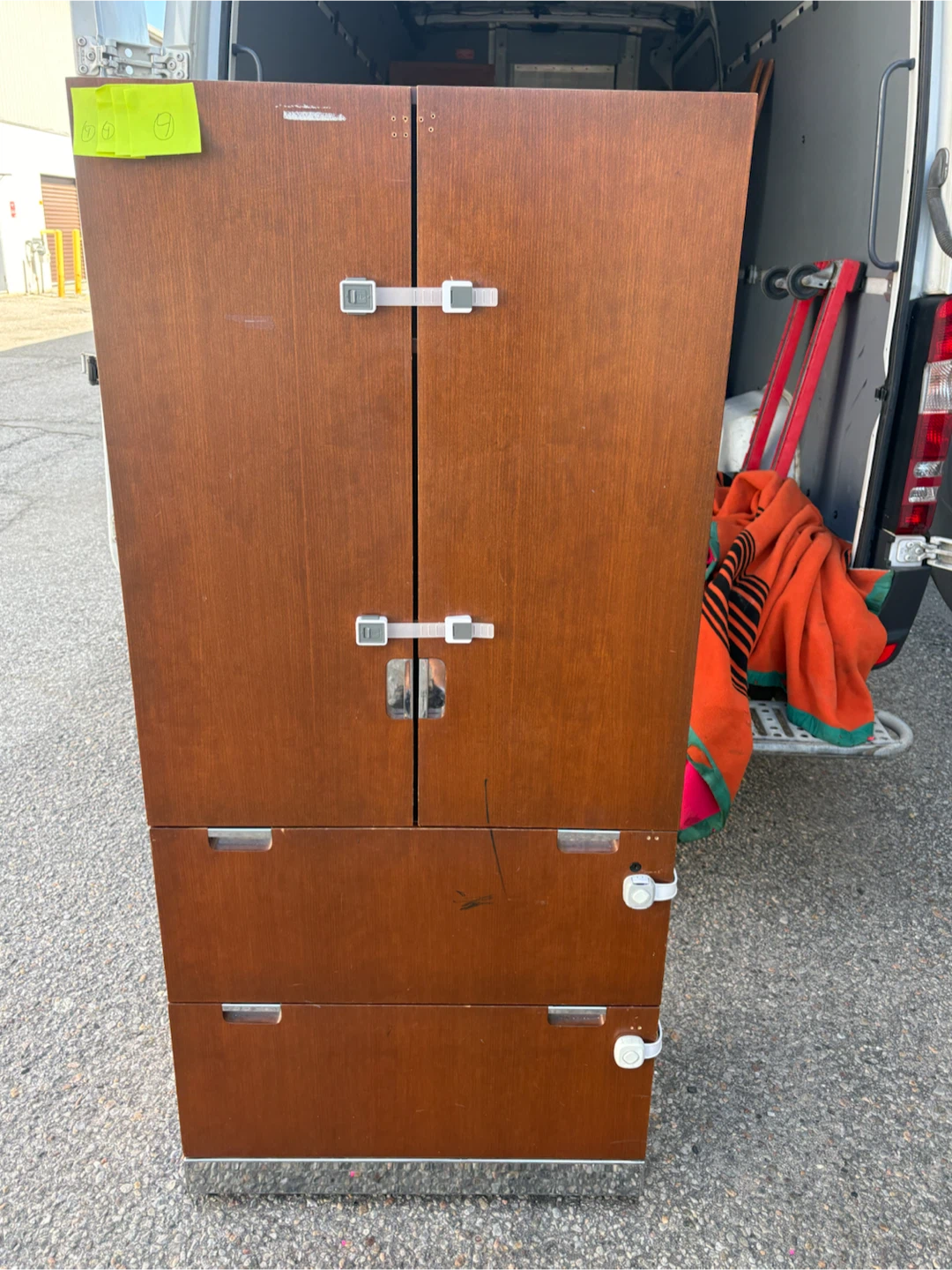 Free delivery used Wooden Cabinet with Shelves and Drawers