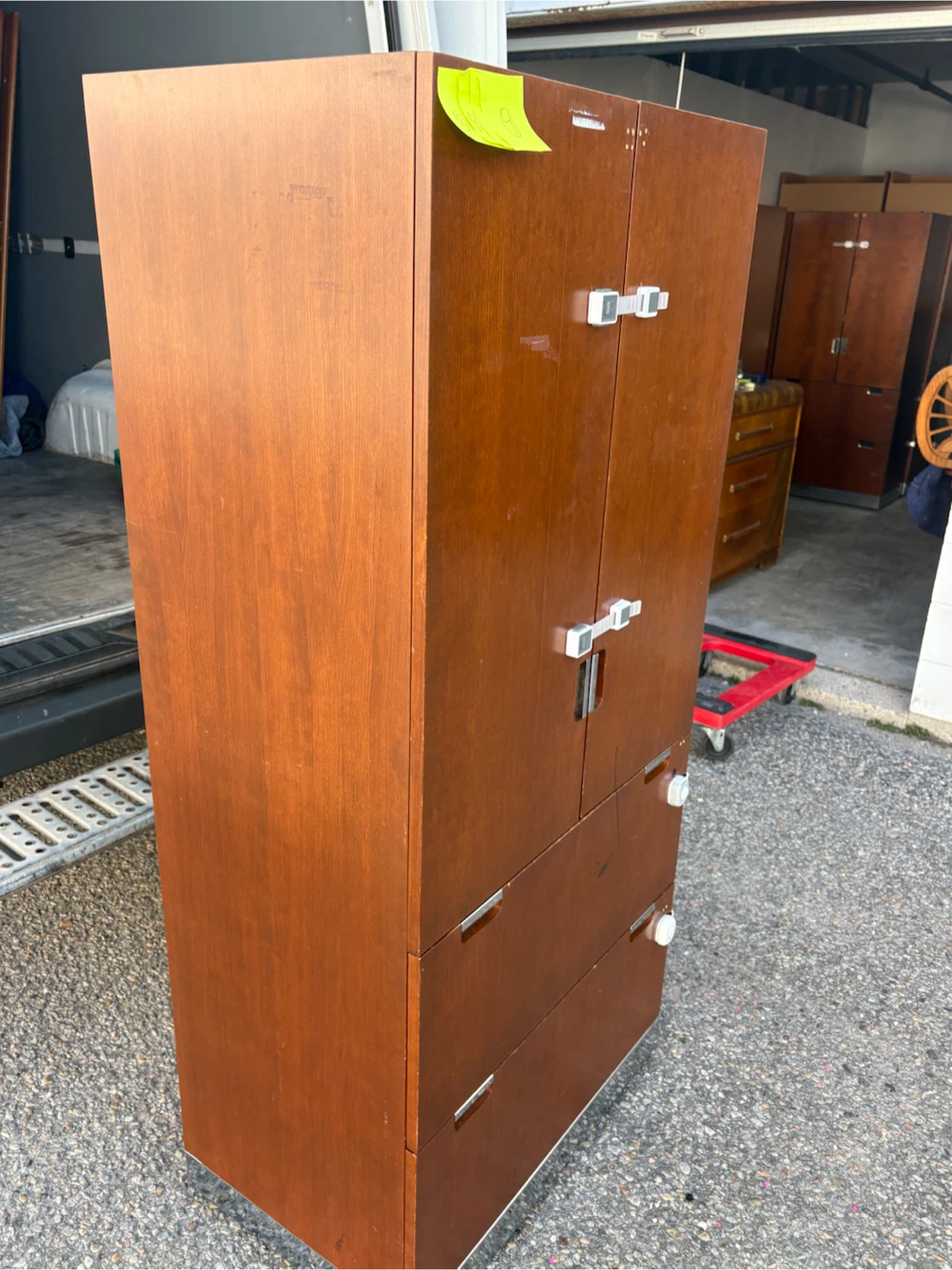 Free delivery used Wooden Cabinet with Shelves and Drawers - photo 4