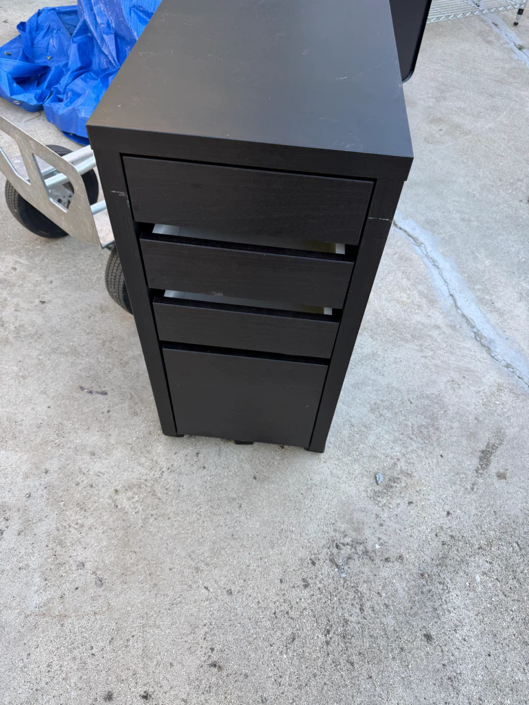 Black 3-Drawer Rolling File Cabinet