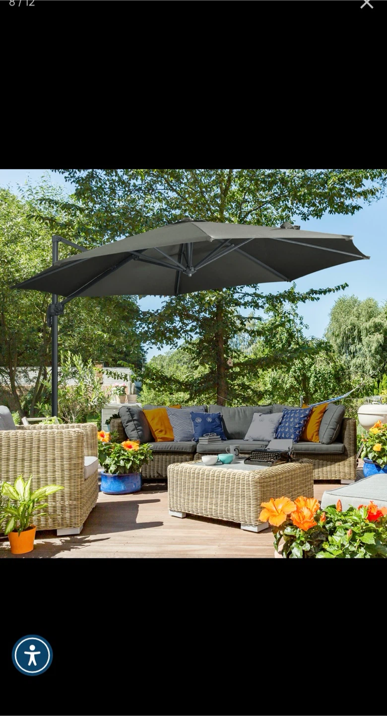 9.6'  offset Umbrella 360° Rotation Aluminum Poles, Grey