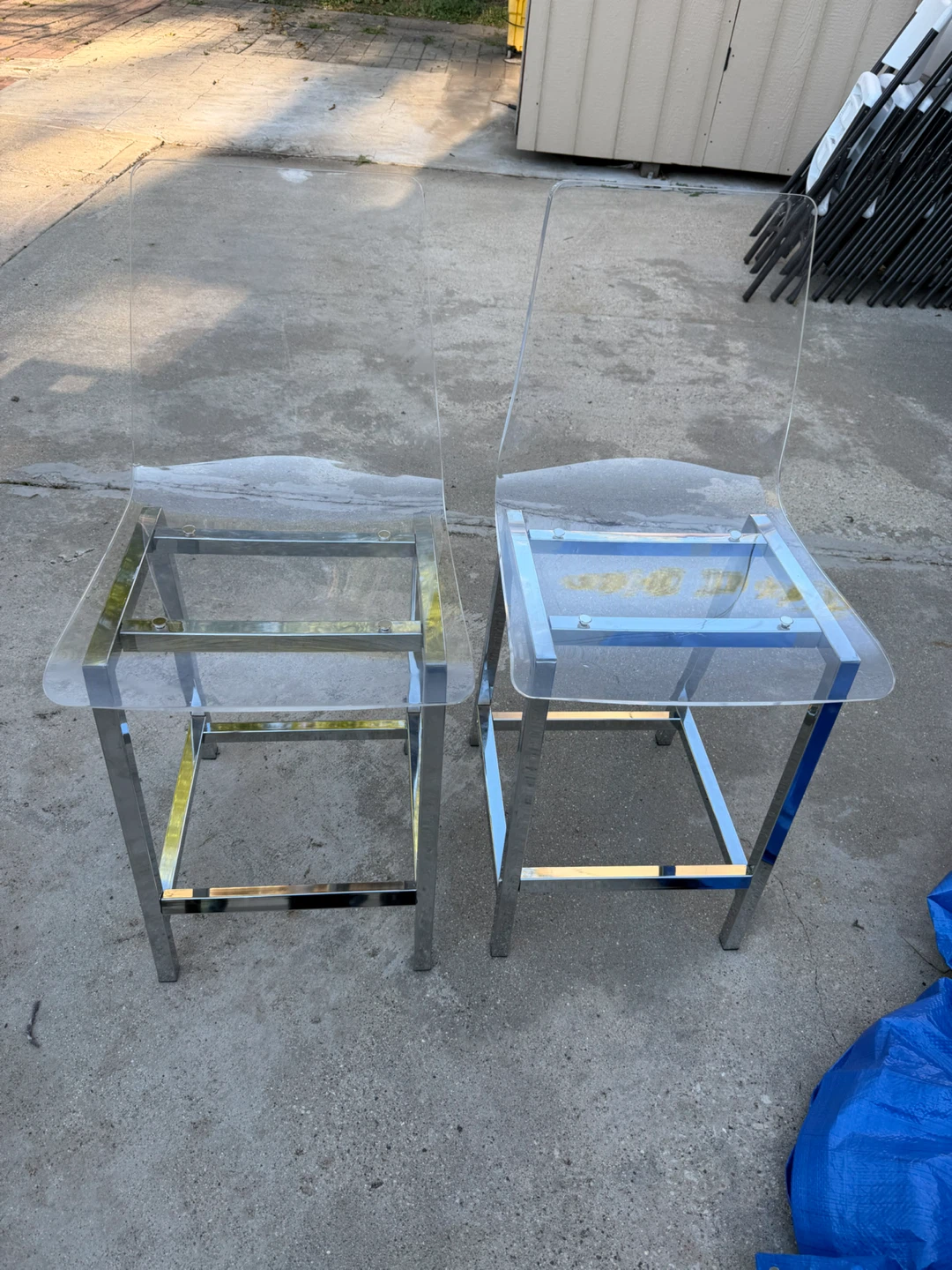Clear Acrylic and Chrome Bar Stools (Set of 2)