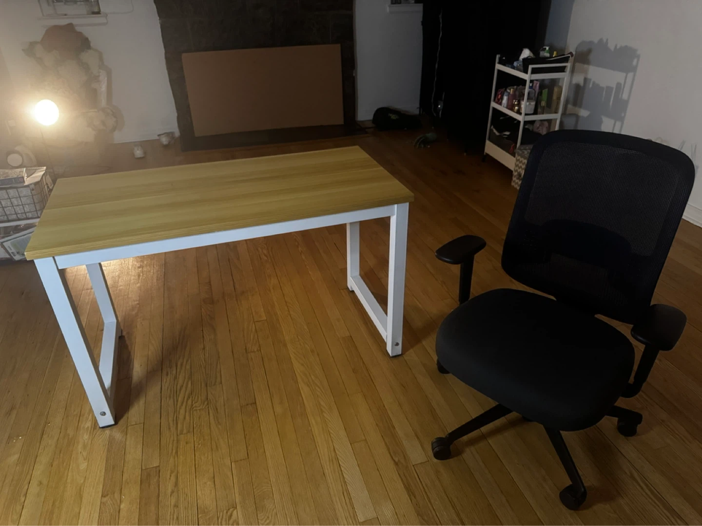 Wooden Top Desk with White Metal Legs - photo 2