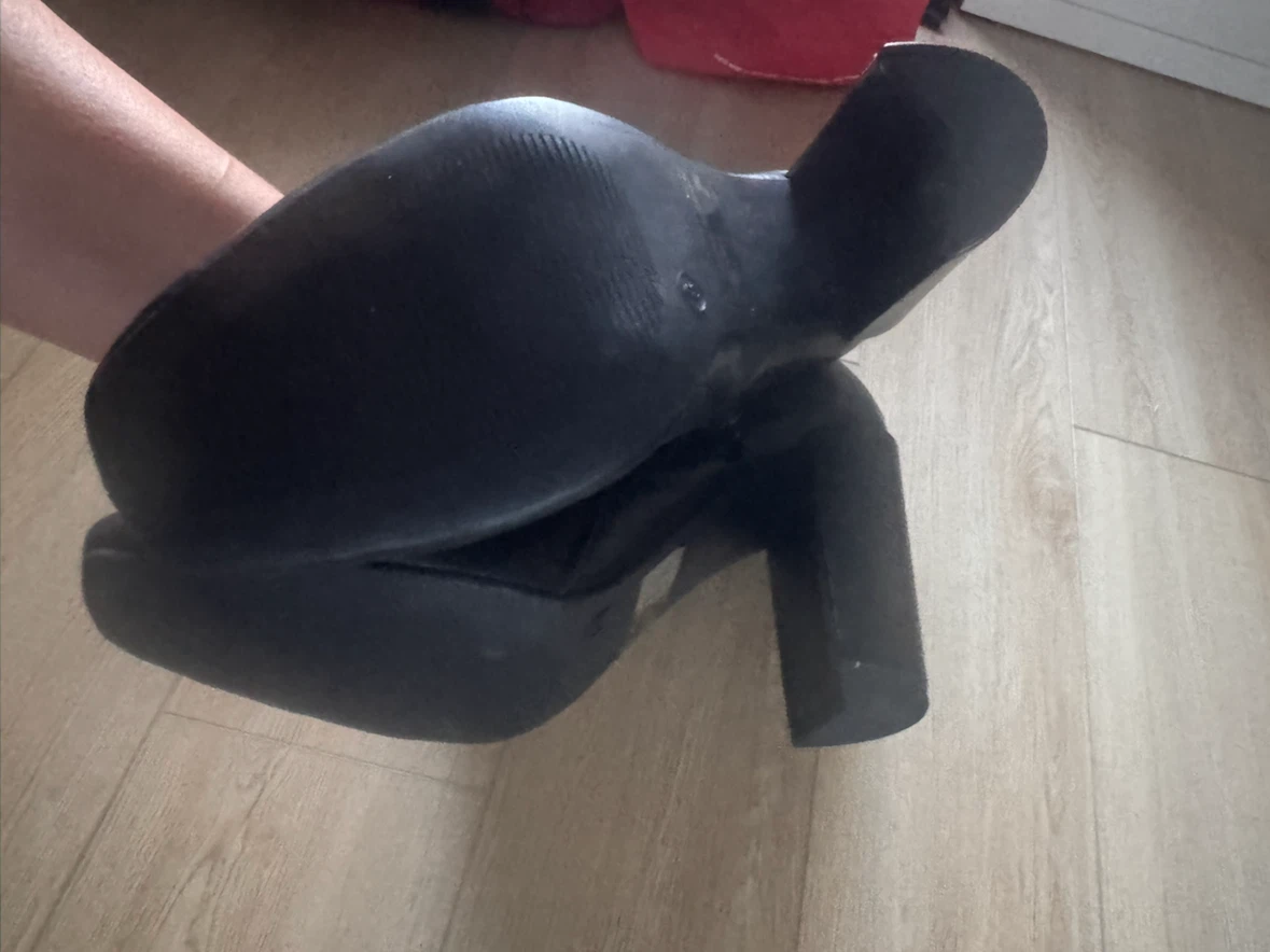 Black Faux Leather Knee-High Boots never worn - photo 3